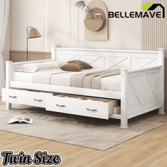 Bellemave® Twin Daybed with Drawers, Wood daybed Frame with Storage,Modern and Rustic Casual Twin Daybed - Bellemave