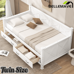 Bellemave® Twin Daybed with Drawers, Wood daybed Frame with Storage,Modern and Rustic Casual Twin Daybed - Bellemave