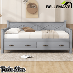Bellemave® Twin Daybed with Drawers, Wood daybed Frame with Storage,Modern and Rustic Casual Twin Daybed - Bellemave