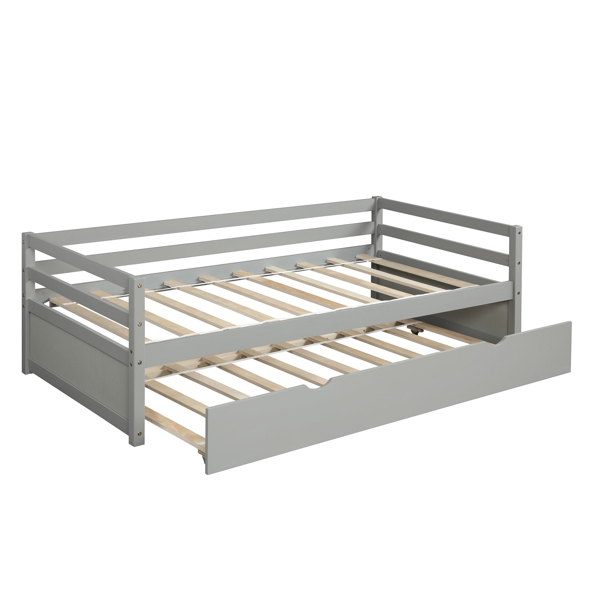 Bellemave® Twin Daybed with Trundle, White Wood Frame – Space Saving Bed for Bedroom & Living Room - Bellemave