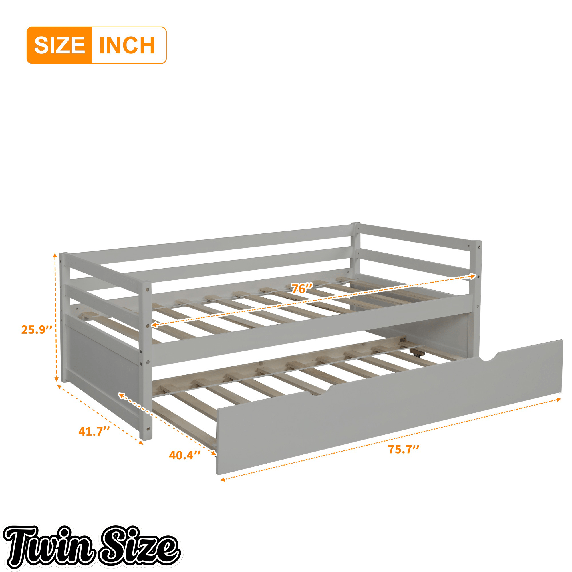 Bellemave® Twin Daybed with Trundle, White Wood Frame – Space Saving Bed for Bedroom & Living Room - Bellemave