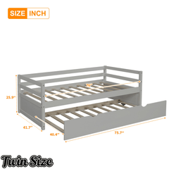Bellemave® Twin Daybed with Trundle, White Wood Frame – Space Saving Bed for Bedroom & Living Room - Bellemave