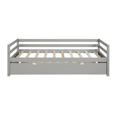 Bellemave® Twin Daybed with Trundle, White Wood Frame – Space Saving Bed for Bedroom & Living Room - Bellemave