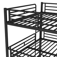 Bellemave® Twin, Full and Queen Size Metal Triple Bunk Bed with Full - Length Guardrails - Bellemave
