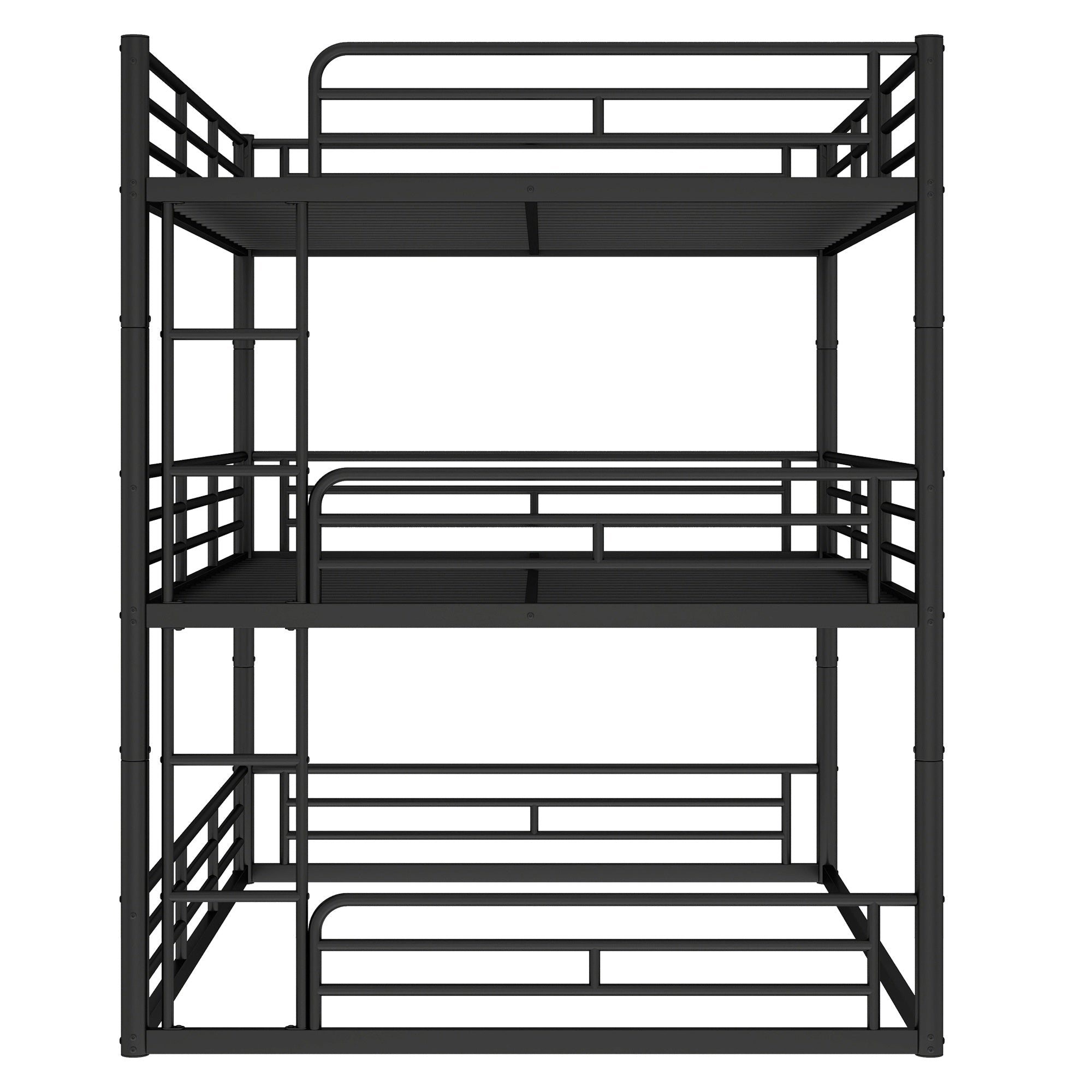 Bellemave® Twin, Full and Queen Size Metal Triple Bunk Bed with Full - Length Guardrails - Bellemave