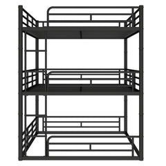Bellemave® Twin, Full and Queen Size Metal Triple Bunk Bed with Full - Length Guardrails - Bellemave