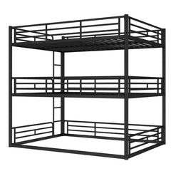 Bellemave® Twin, Full and Queen Size Metal Triple Bunk Bed with Full - Length Guardrails - Bellemave