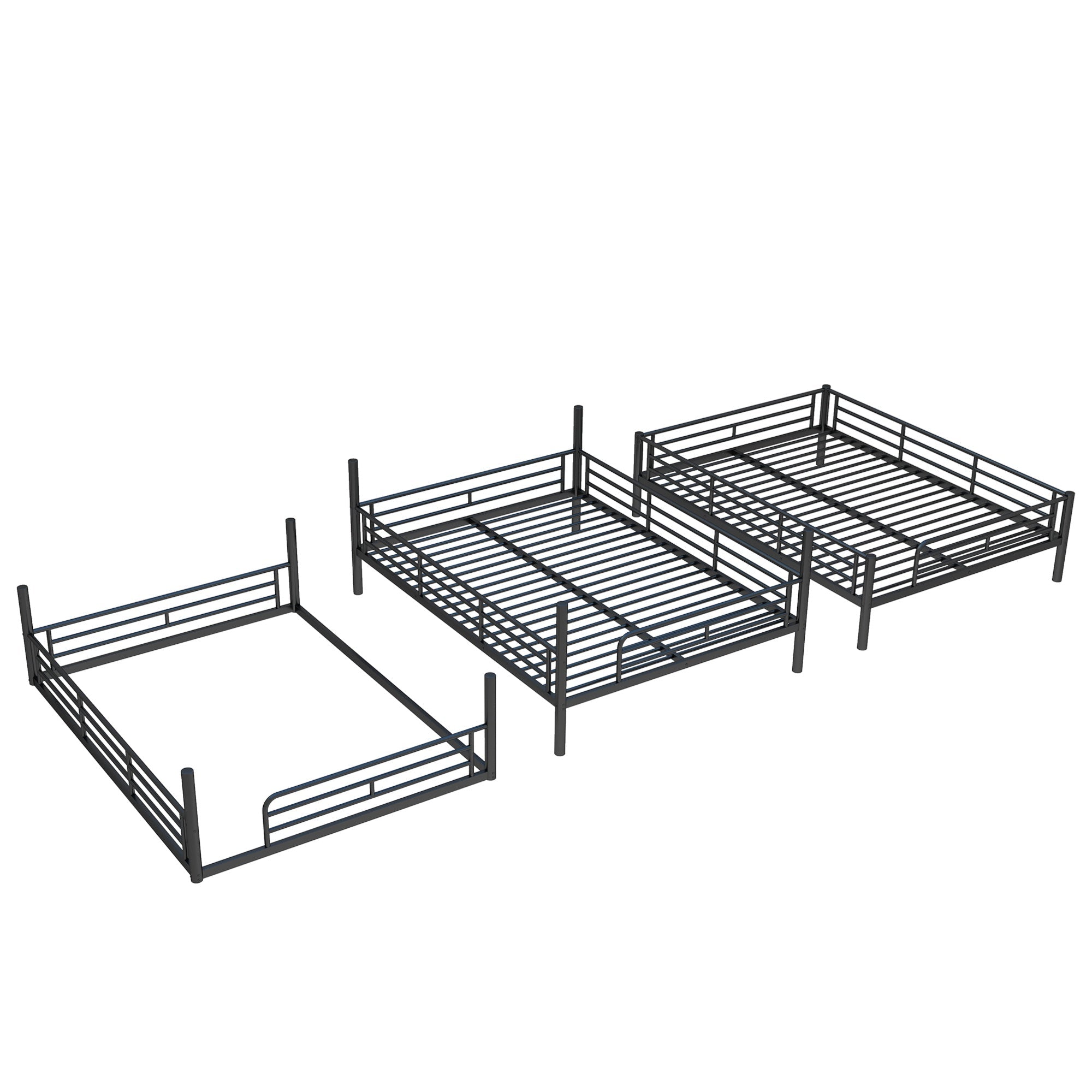 Bellemave® Twin, Full and Queen Size Metal Triple Bunk Bed with Full - Length Guardrails - Bellemave