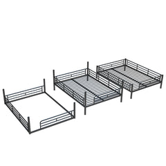Bellemave® Twin, Full and Queen Size Metal Triple Bunk Bed with Full - Length Guardrails - Bellemave