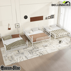 Bellemave® Twin, Full and Queen Size Metal Triple Bunk Bed with Full - Length Guardrails - Bellemave