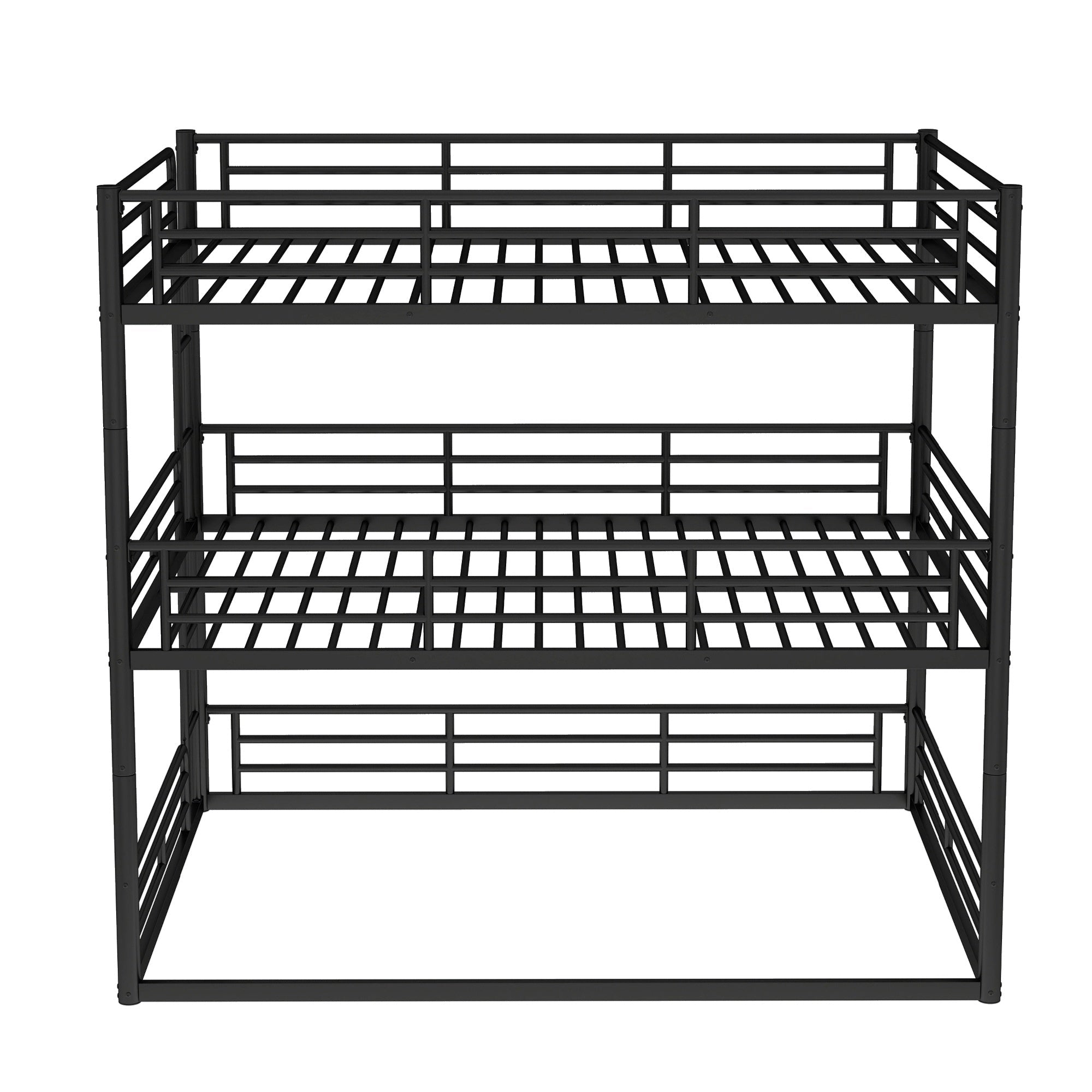Bellemave® Twin, Full and Queen Size Metal Triple Bunk Bed with Full - Length Guardrails - Bellemave