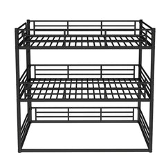 Bellemave® Twin, Full and Queen Size Metal Triple Bunk Bed with Full - Length Guardrails - Bellemave