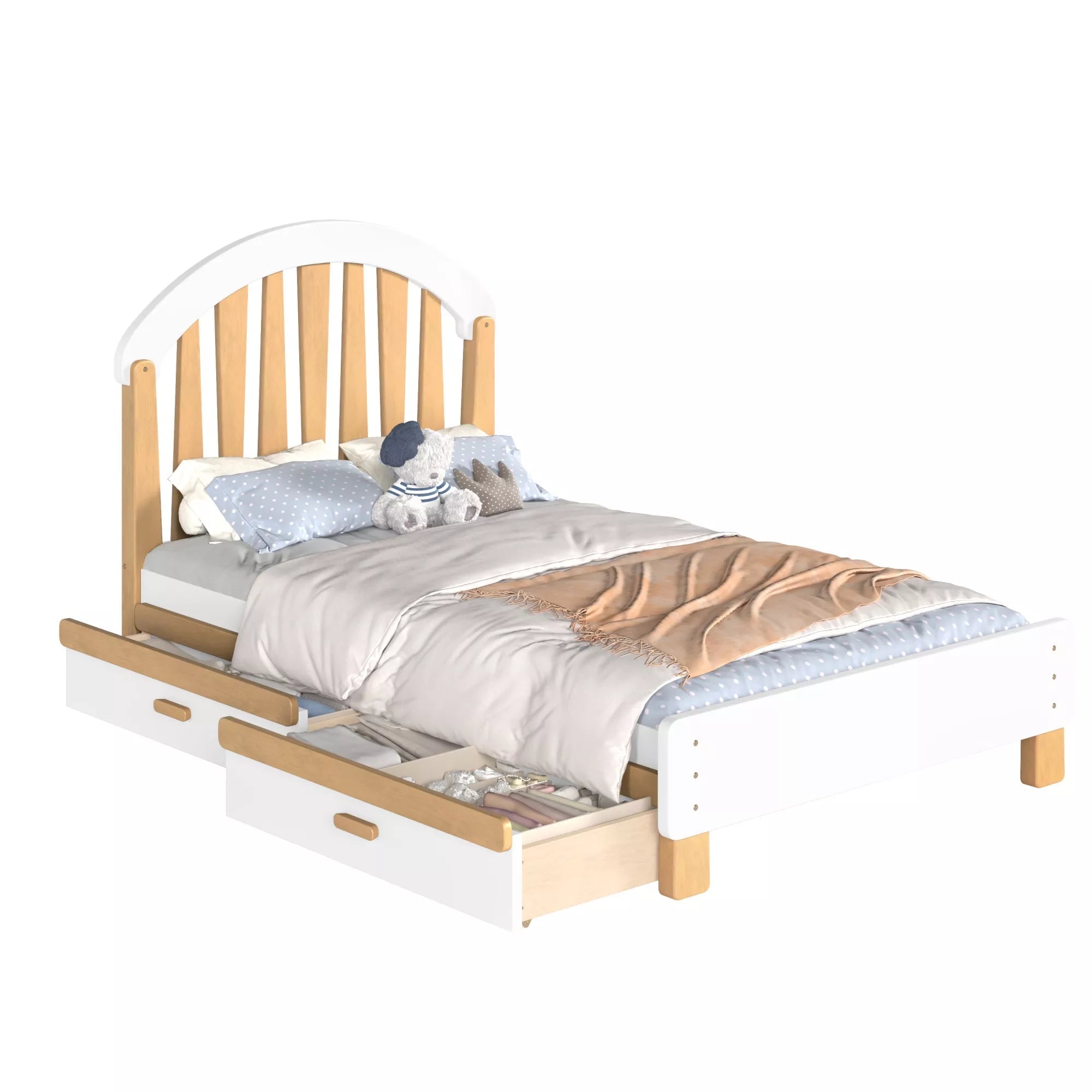 Bellemave® Twin & Full Size Platform Bed with Storage Drawer – Solid Wood Frame, No Box Spring - Bellemave