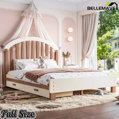 Bellemave® Twin & Full Size Platform Bed with Storage Drawer – Solid Wood Frame, No Box Spring - Bellemave