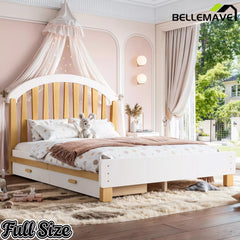 Bellemave® Twin & Full Size Platform Bed with Storage Drawer – Solid Wood Frame, No Box Spring - Bellemave
