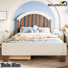 Bellemave® Twin & Full Size Platform Bed with Storage Drawer – Solid Wood Frame, No Box Spring - Bellemave