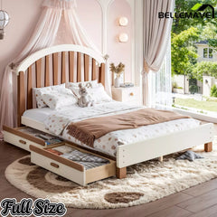 Bellemave® Twin & Full Size Platform Bed with Storage Drawer – Solid Wood Frame, No Box Spring - Bellemave