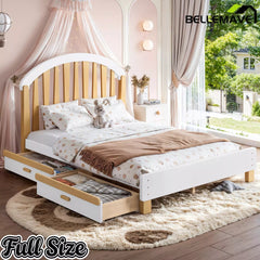 Bellemave® Twin & Full Size Platform Bed with Storage Drawer – Solid Wood Frame, No Box Spring - Bellemave