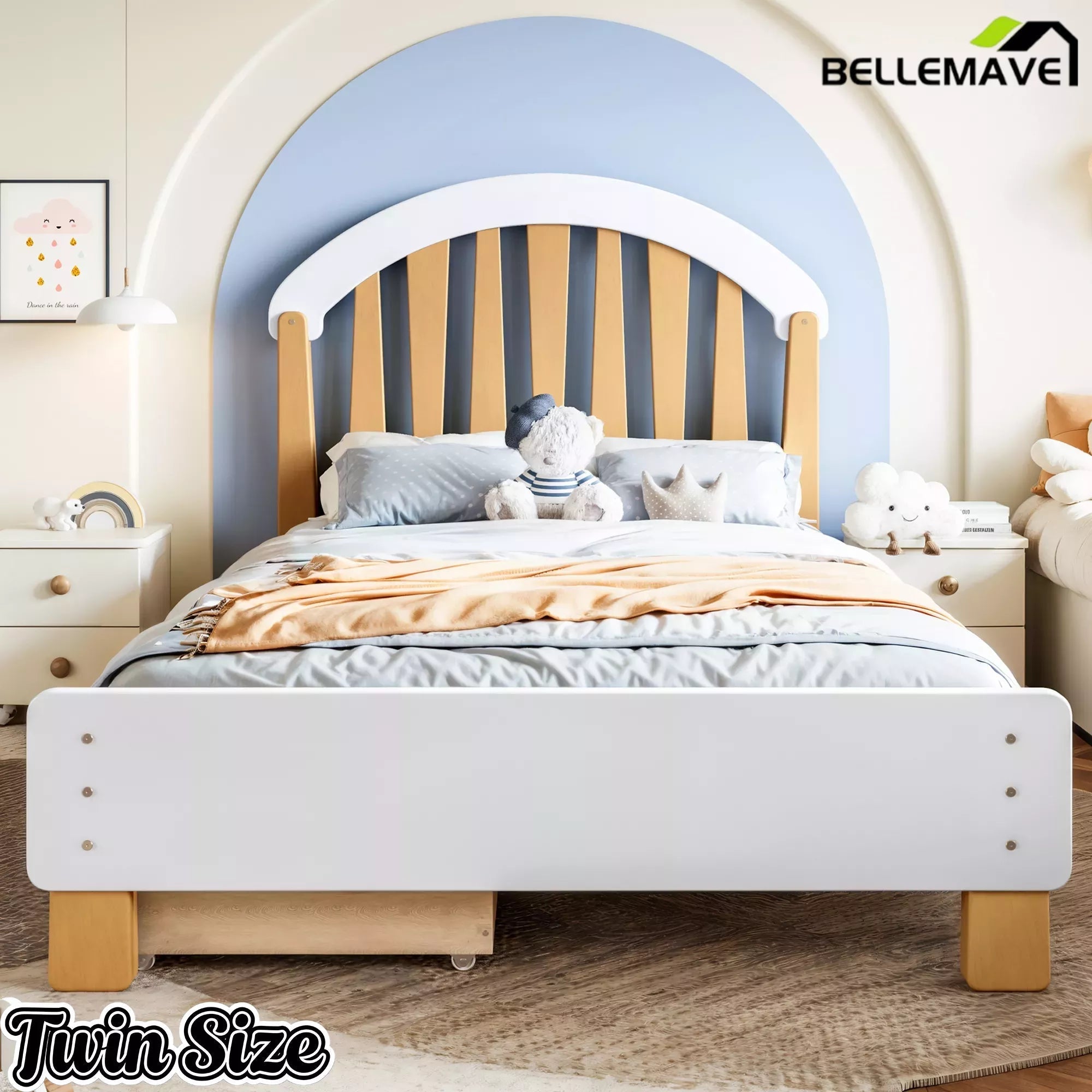 Bellemave® Twin & Full Size Platform Bed with Storage Drawer – Solid Wood Frame, No Box Spring - Bellemave