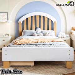 Bellemave® Twin & Full Size Platform Bed with Storage Drawer – Solid Wood Frame, No Box Spring - Bellemave