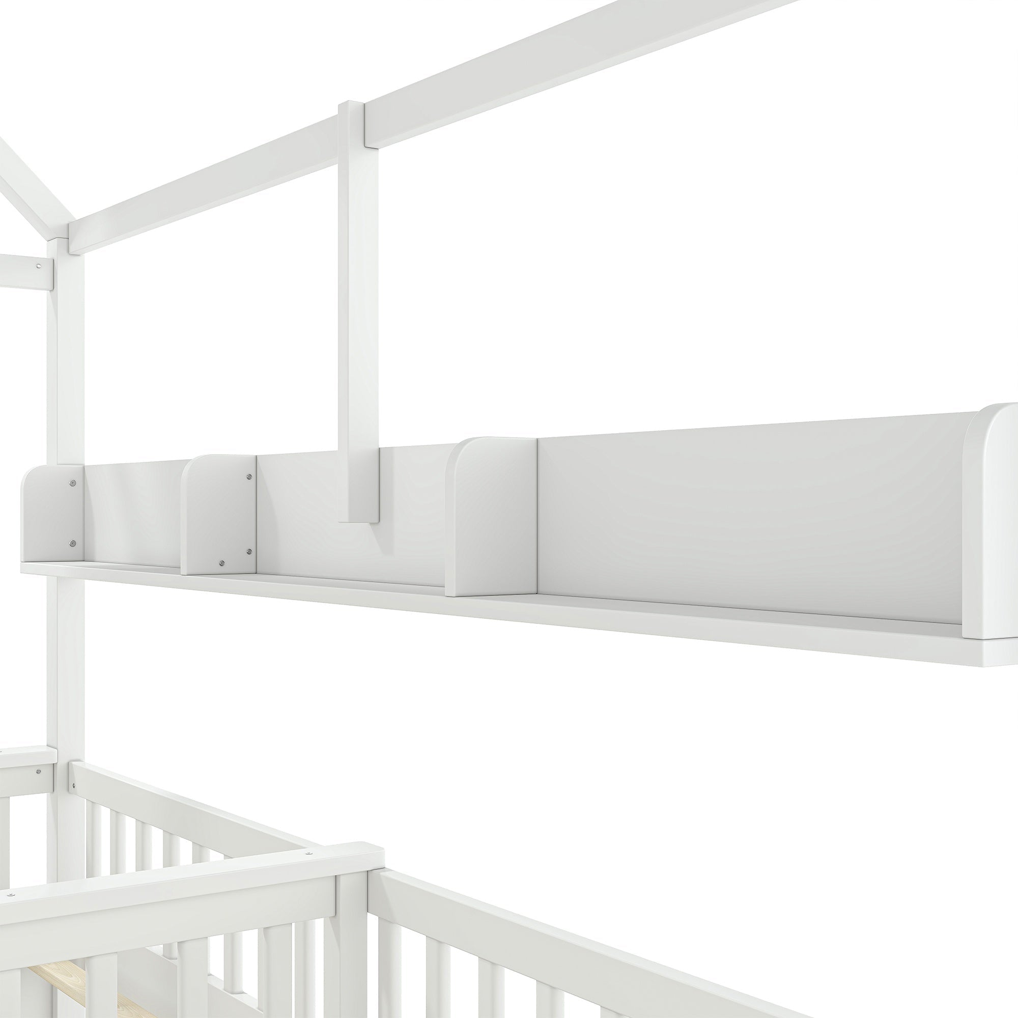 Bellemave® Twin House Bed, Double Twin Platform Bed with 2 Drawers & Shelves, Two Share Beds with Guardrails, Double Bed for Twins - Bellemave
