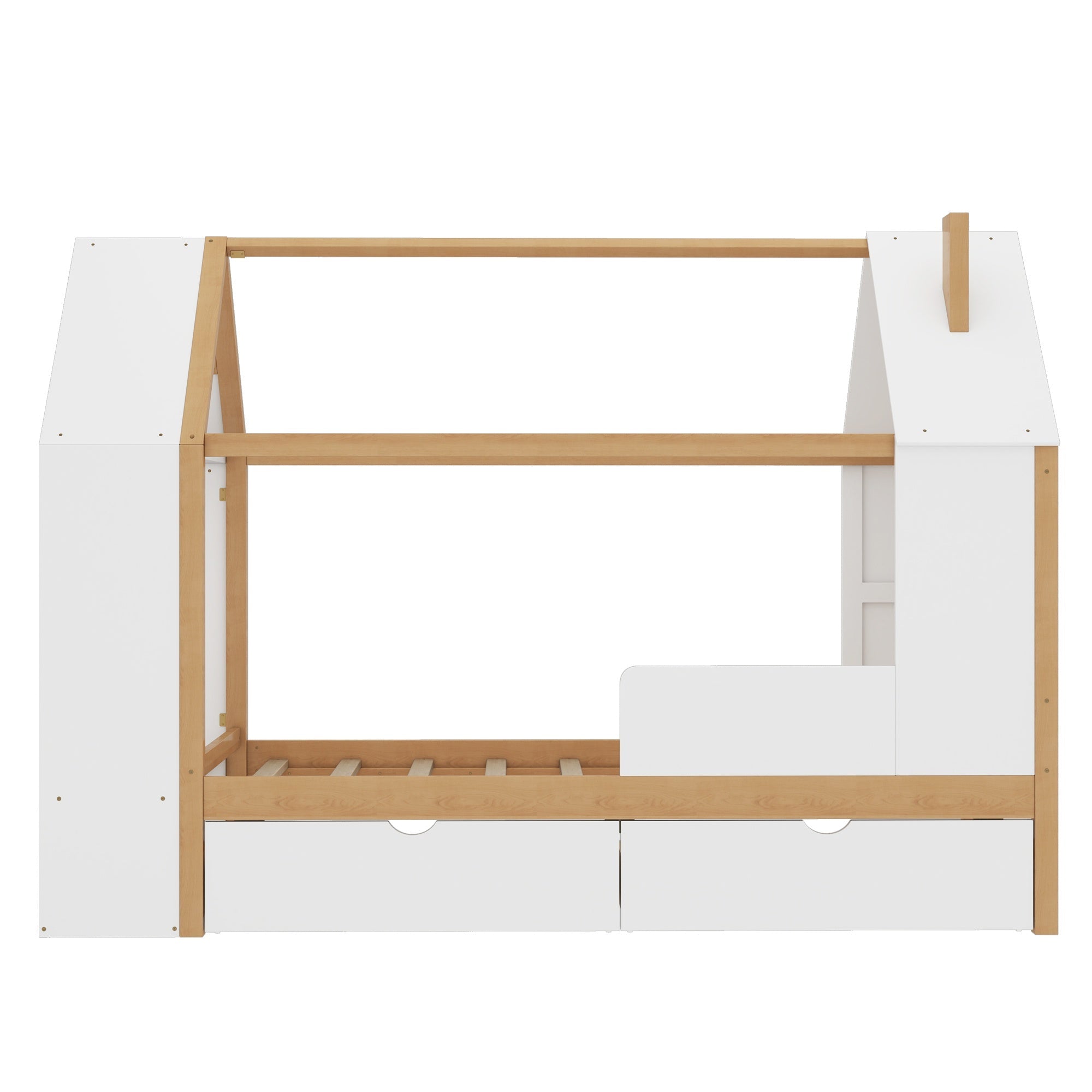 Bellemave® Twin House Bed with Storage Drawers & Wardrobe | Wood Kids Bed Frame with Roof - Bellemave