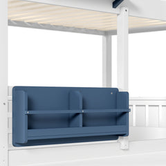 Bellemave® Twin House Bunk Bed Frame with Bookshelves, Wood Twin over Twin Bunk Beds with Windows, Low to Ground Bunkbed for Kids,Blue and White - Bellemave