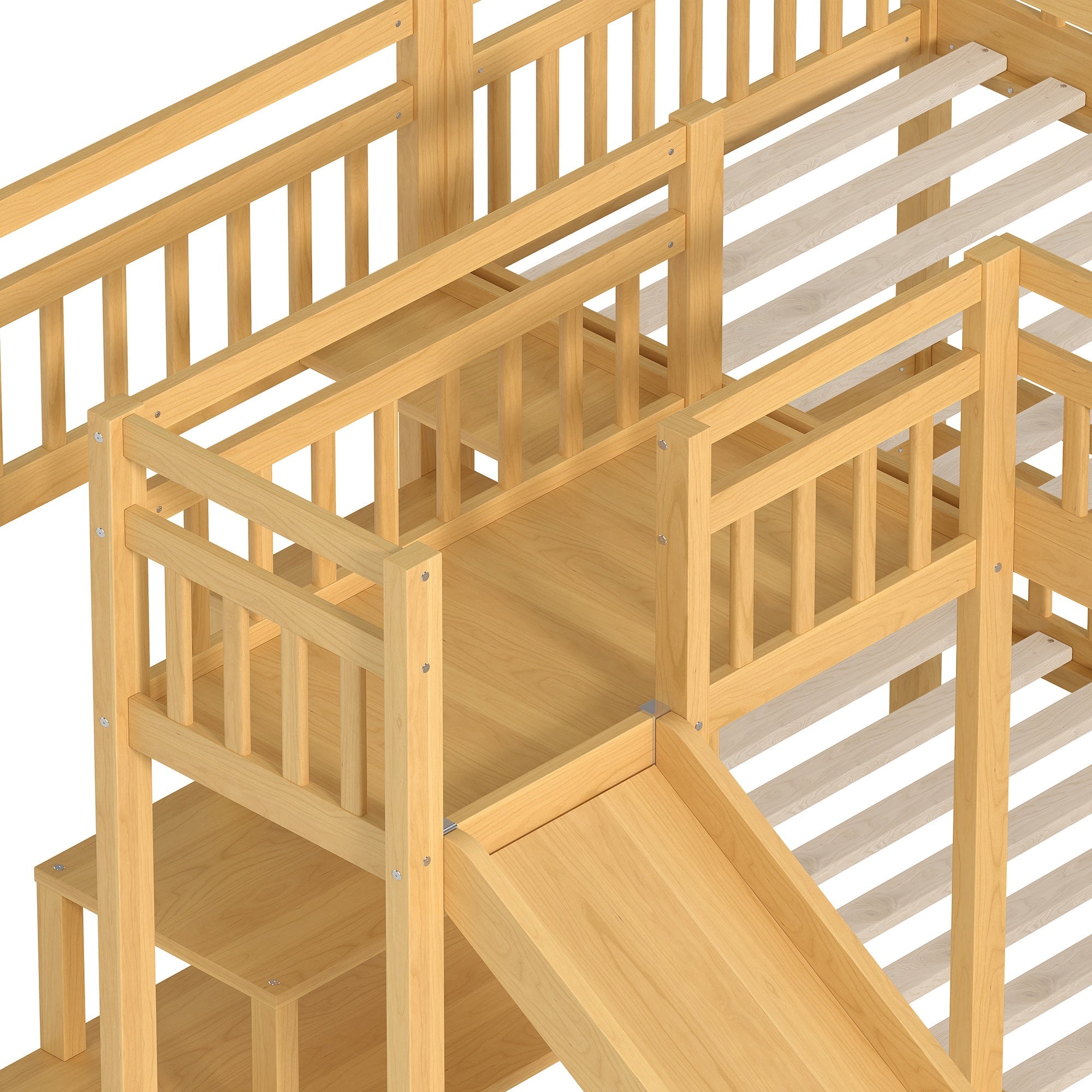 Bellemave® Twin House Bunk Bed with Slide & Stairs - Kids Playhouse Loft Bed with Storage, 2 Setup Options, Noise Free, Pink - Bellemave