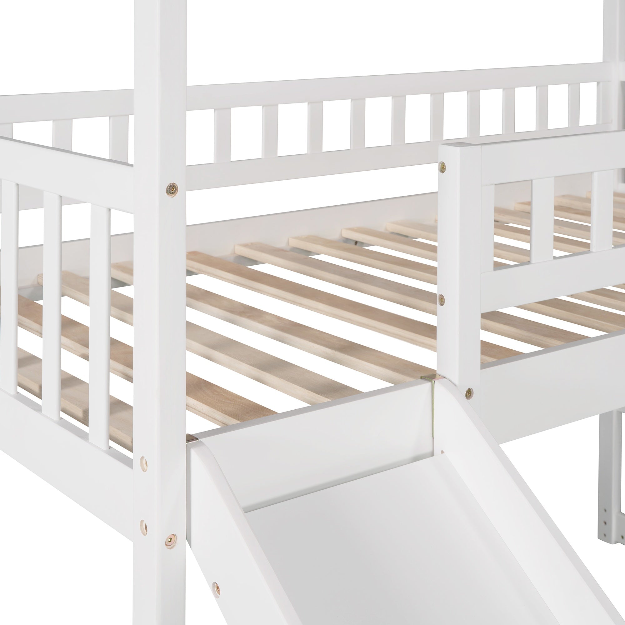 Bellemave® Twin Kids Wooden Loft Bed with Storage Stairs & Slide & 2 Drawers, White - Bellemave