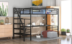 Bellemave® Twin loft bed Frame with Desk, No Box Spring Needed,Metal,Black - Bellemave