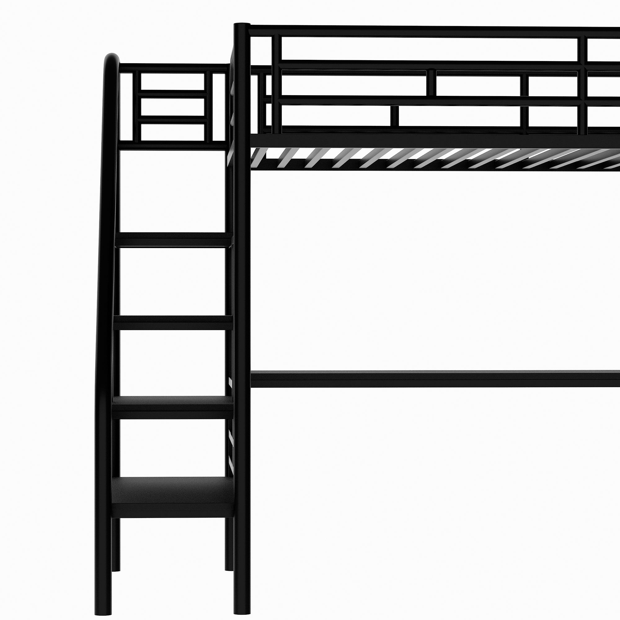 Bellemave® Twin loft bed Frame with Desk, No Box Spring Needed,Metal,Black - Bellemave