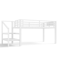 Bellemave® Twin Low Loft Bed with 9 Drawers, Storage Stairs & LED Lights for Kids, Black - Bellemave