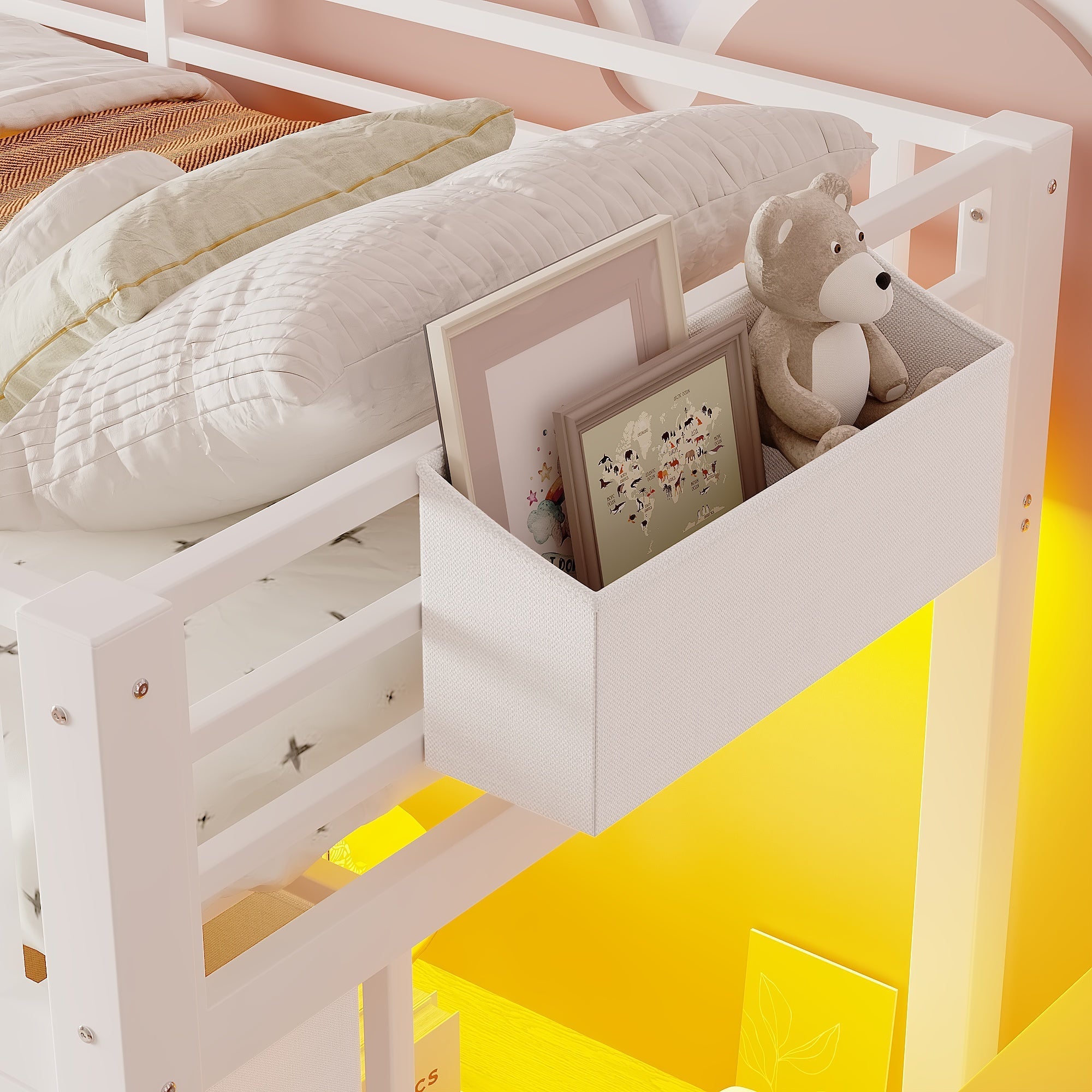 Bellemave® Twin Low Loft Bed with 9 Drawers, Storage Stairs & LED Lights for Kids, Black - Bellemave