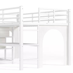 twin loft bed with desk and organized storage space