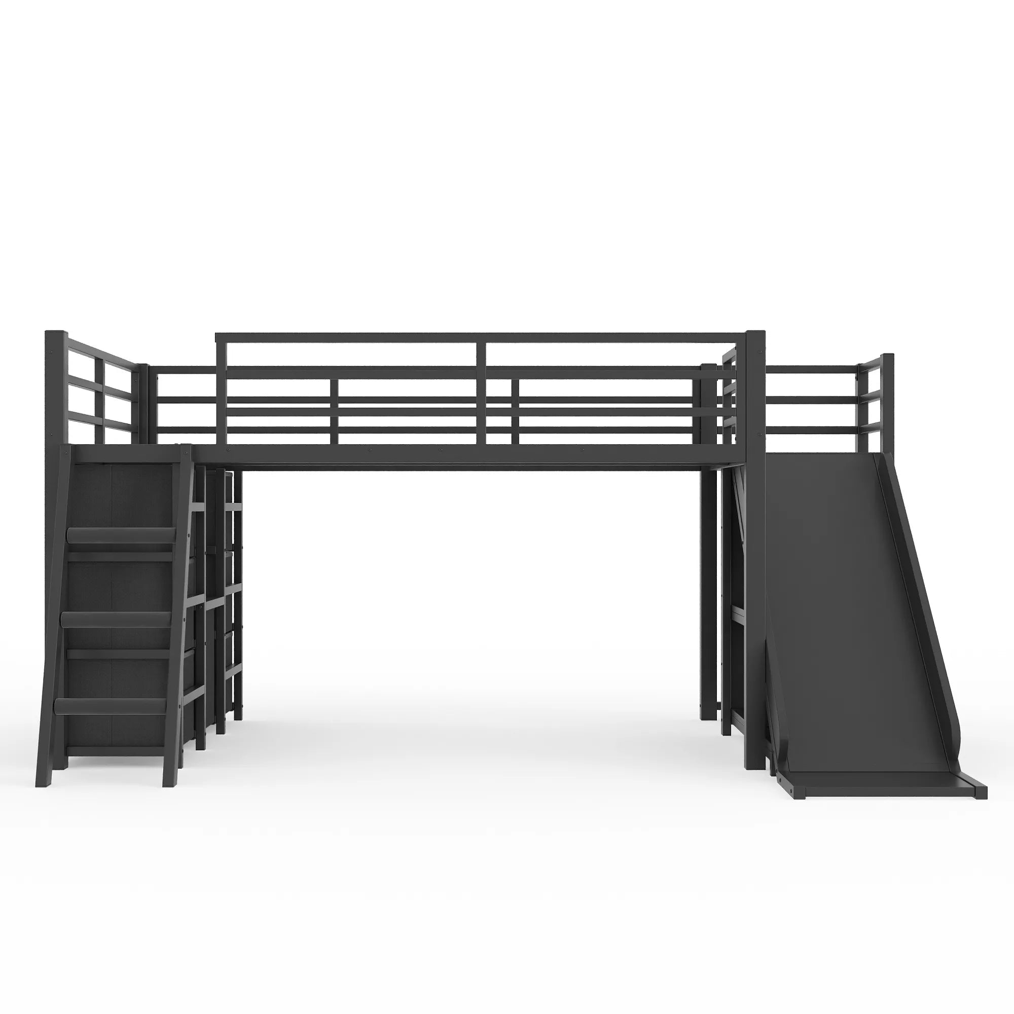 Bellemave® Twin Metal Loft Bed with Slide, 7 Drawers & LED Lights — Storage Shelves & Hanging Area for Kids - Bellemave