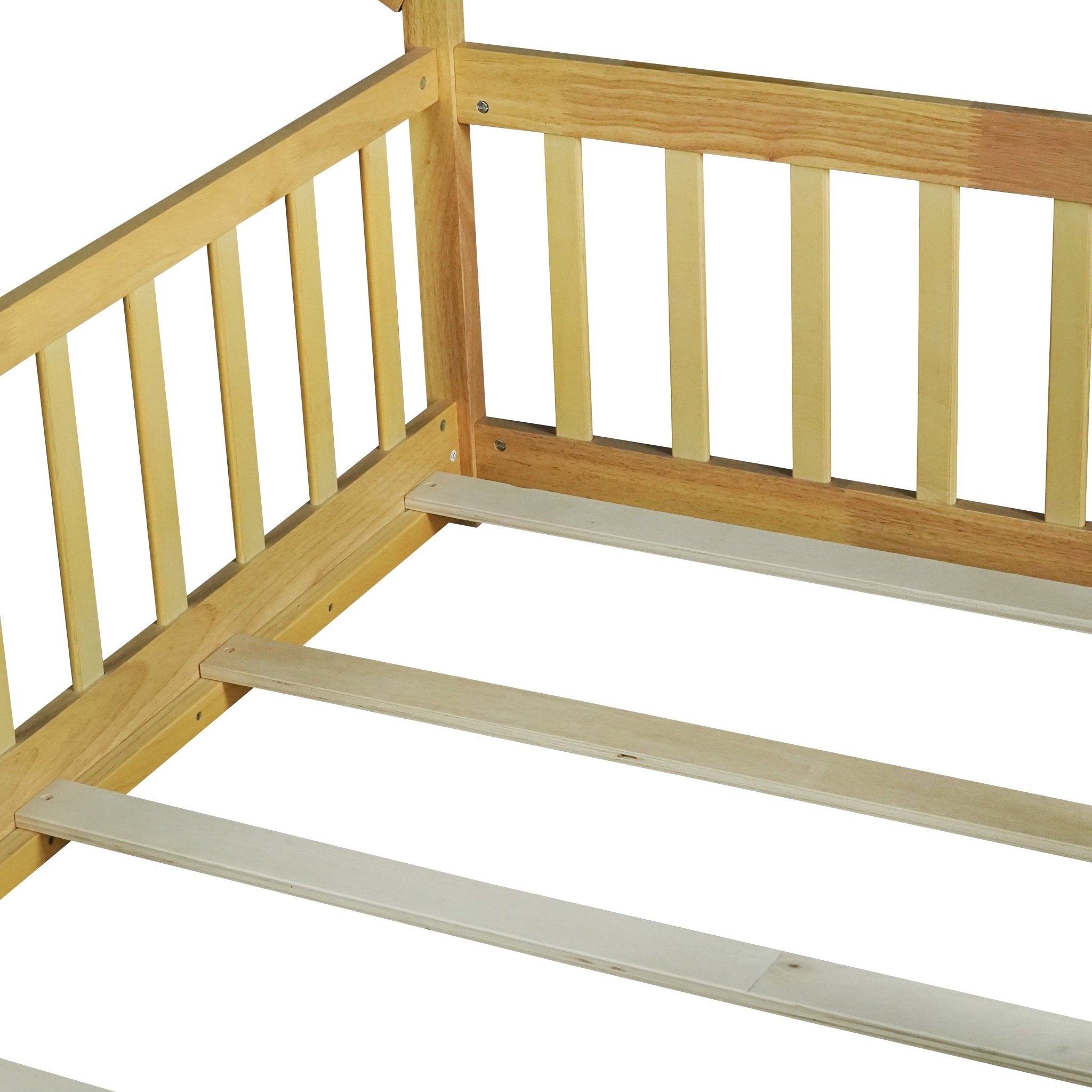 Bellemave® Twin Montessori Floor Bed with House Frame, Wooden Tent Bed for Kids Girls Boys - Bellemave