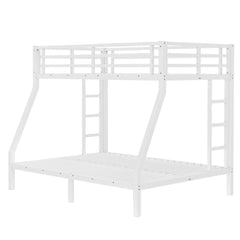 Bellemave® Twin Over Full Bunk Bed for Teens, Twin Over Full Bunk Bed Frame with 2 Side Ladder and Full Length Guardrail, Easy Assemble Bunkbeds, Noise Reduced, Mattress Not Included, White - Bellemave