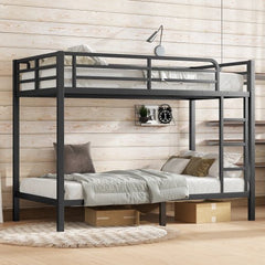 Bellemave® Twin Over Full Bunk Bed for Teens, Twin Over Full Bunk Bed Frame with 2 Side Ladder and Full Length Guardrail, Easy Assemble Bunkbeds, Noise Reduced, Mattress Not Included, White - Bellemave