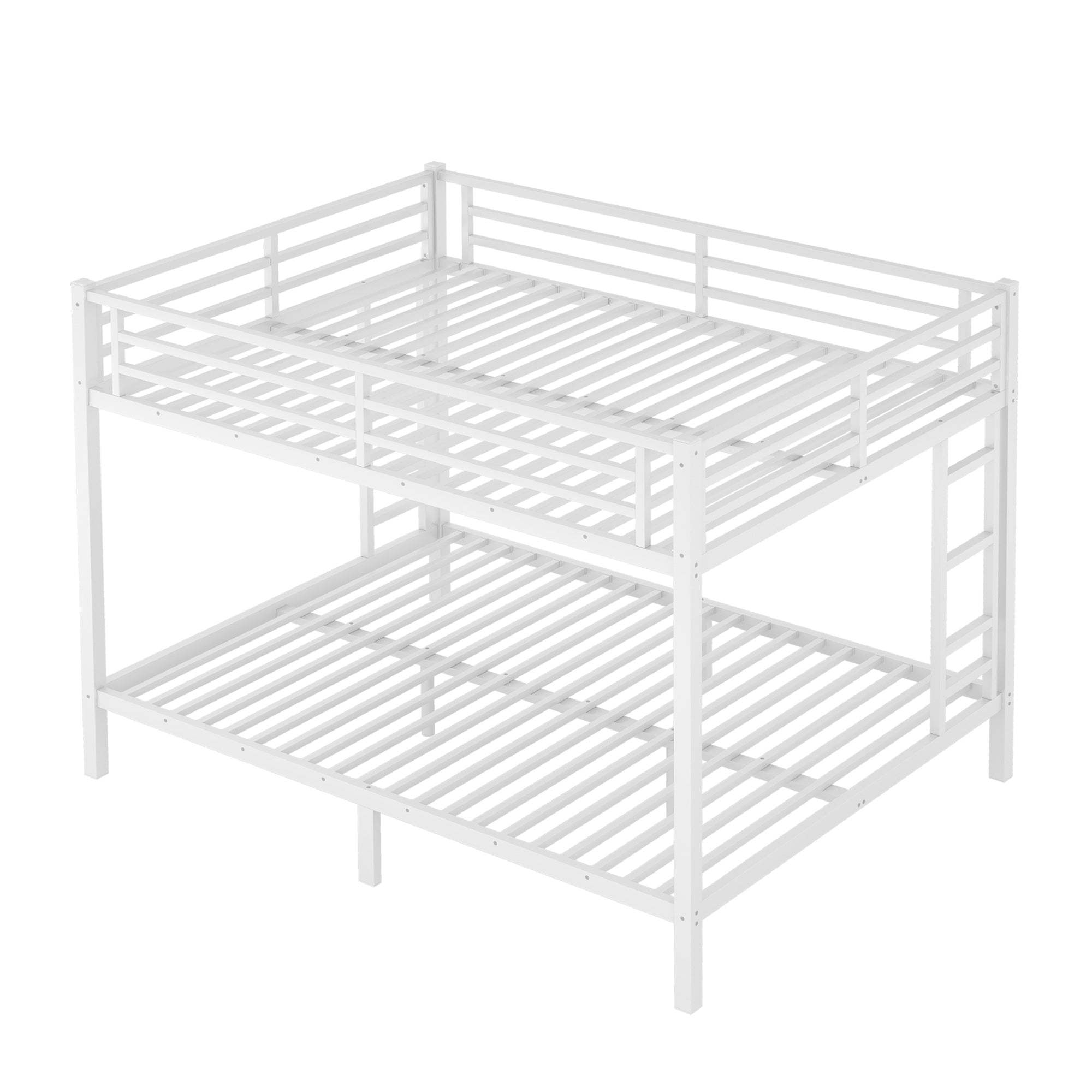 Bellemave® Twin Over Full Bunk Bed for Teens, Twin Over Full Bunk Bed Frame with 2 Side Ladder and Full Length Guardrail, Easy Assemble Bunkbeds, Noise Reduced, Mattress Not Included, White - Bellemave
