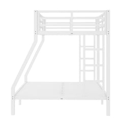 Bellemave® Twin Over Full Bunk Bed for Teens, Twin Over Full Bunk Bed Frame with 2 Side Ladder and Full Length Guardrail, Easy Assemble Bunkbeds, Noise Reduced, Mattress Not Included, White - Bellemave