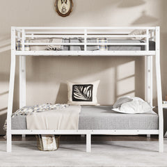 Bellemave® Twin Over Full Bunk Bed for Teens, Twin Over Full Bunk Bed Frame with 2 Side Ladder and Full Length Guardrail, Easy Assemble Bunkbeds, Noise Reduced, Mattress Not Included, White - Bellemave