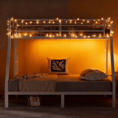 Bellemave® Twin Over Full Bunk Bed for Teens, Twin Over Full Bunk Bed Frame with 2 Side Ladder and Full Length Guardrail, Easy Assemble Bunkbeds, Noise Reduced, Mattress Not Included, White - Bellemave