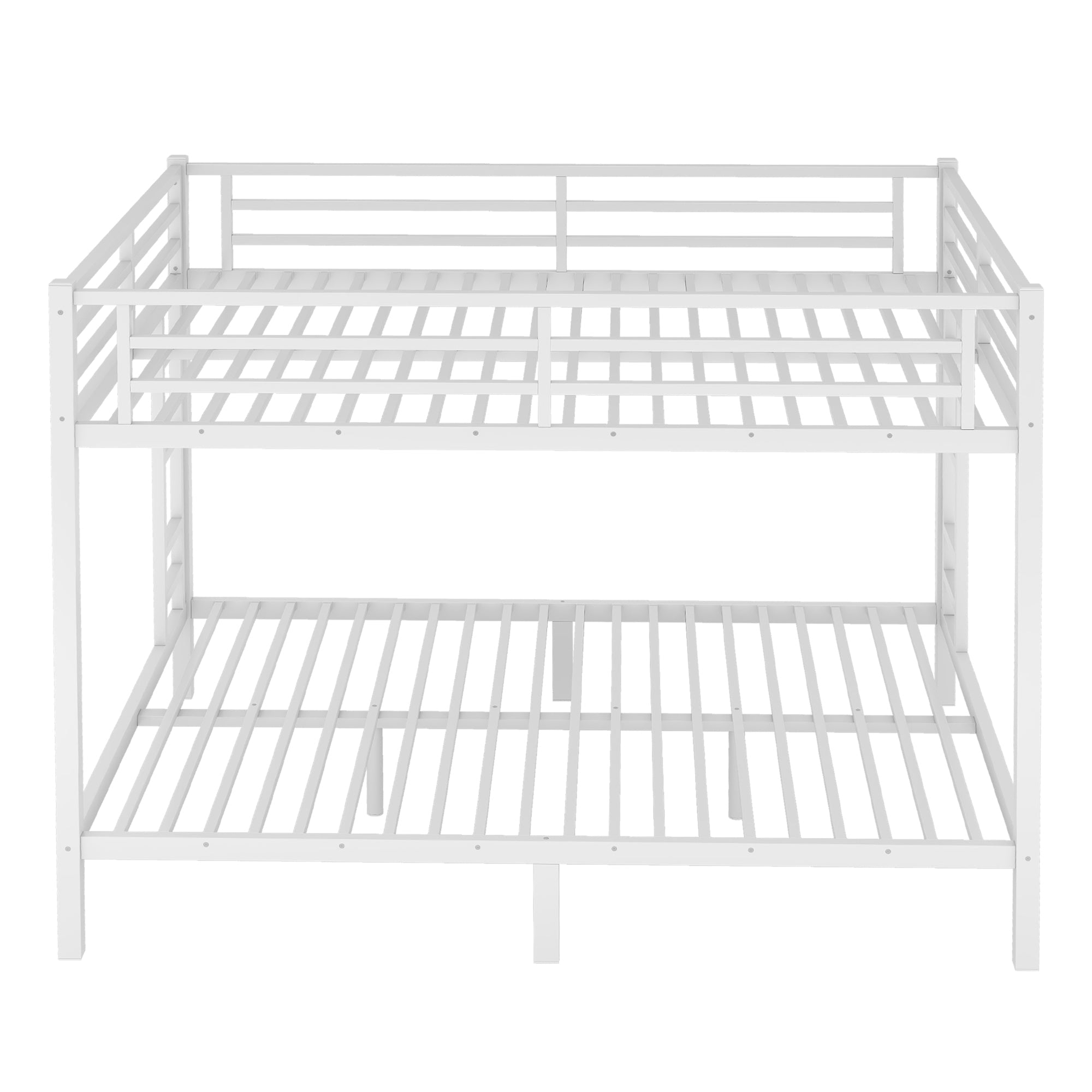 Bellemave® Twin Over Full Bunk Bed for Teens, Twin Over Full Bunk Bed Frame with 2 Side Ladder and Full Length Guardrail, Easy Assemble Bunkbeds, Noise Reduced, Mattress Not Included, White - Bellemave