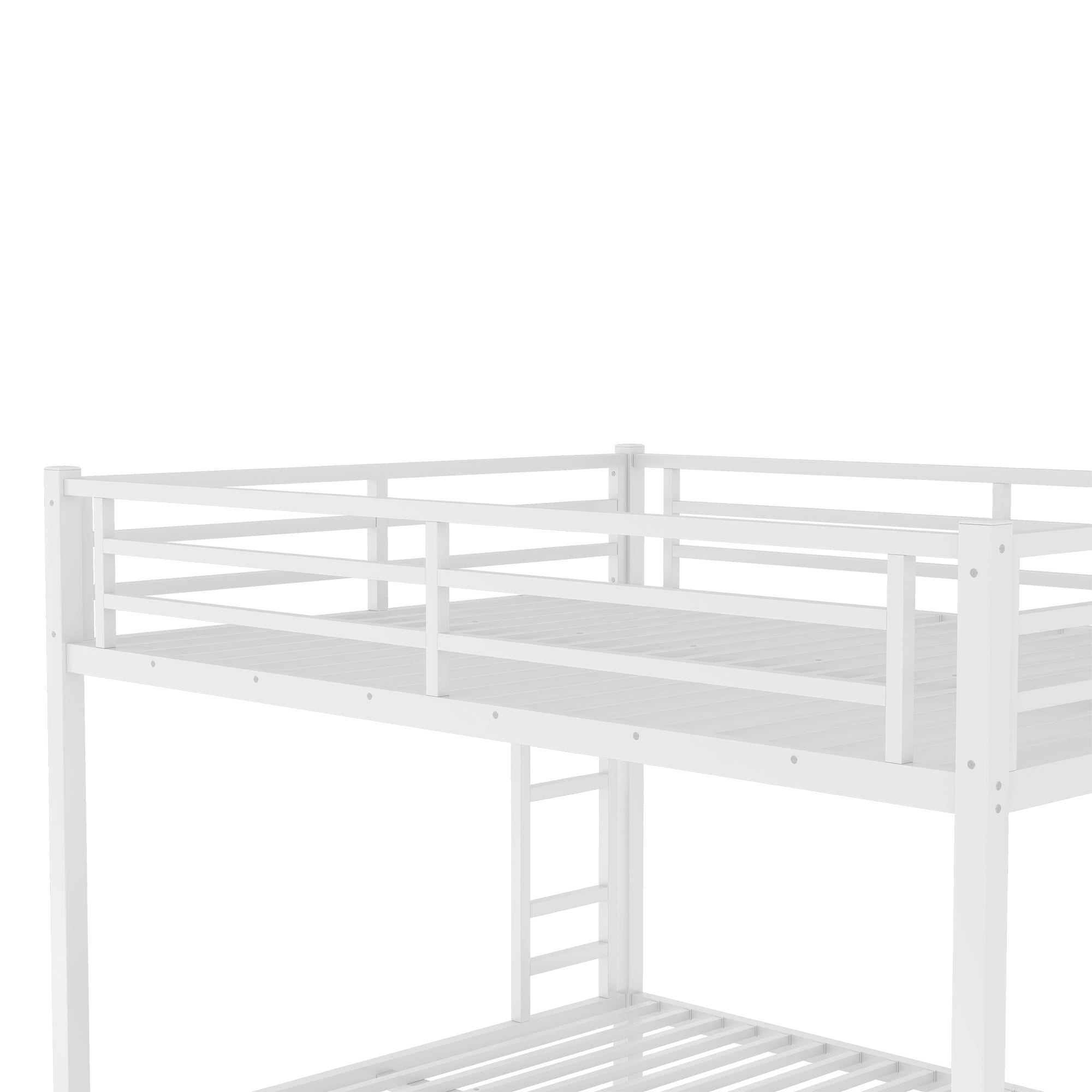 Bellemave® Twin Over Full Bunk Bed for Teens, Twin Over Full Bunk Bed Frame with 2 Side Ladder and Full Length Guardrail, Easy Assemble Bunkbeds, Noise Reduced, Mattress Not Included, White - Bellemave