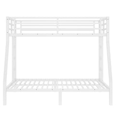 Bellemave® Twin Over Full Bunk Bed for Teens, Twin Over Full Bunk Bed Frame with 2 Side Ladder and Full Length Guardrail, Easy Assemble Bunkbeds, Noise Reduced, Mattress Not Included, White - Bellemave