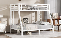 Bellemave® Twin Over Full Bunk Bed for Teens, Twin Over Full Bunk Bed Frame with 2 Side Ladder and Full Length Guardrail, Easy Assemble Bunkbeds, Noise Reduced, Mattress Not Included, White - Bellemave