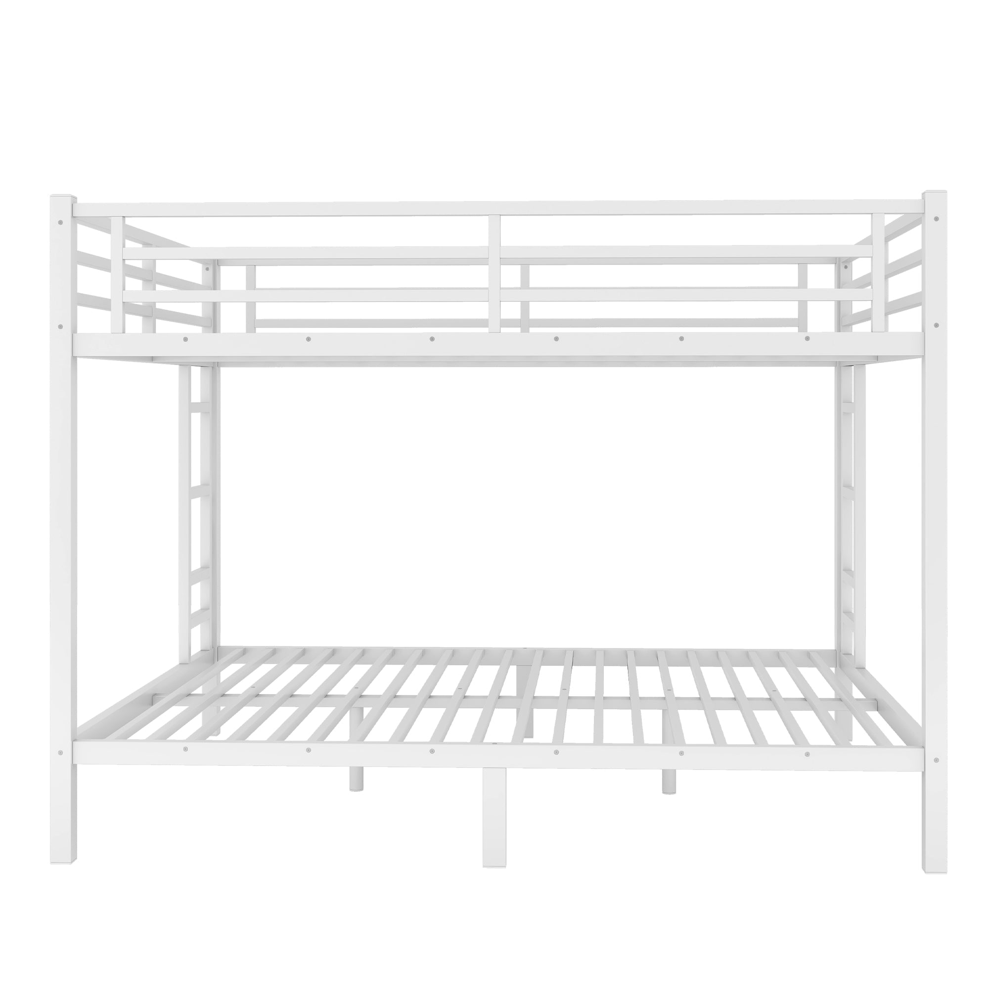 Bellemave® Twin Over Full Bunk Bed for Teens, Twin Over Full Bunk Bed Frame with 2 Side Ladder and Full Length Guardrail, Easy Assemble Bunkbeds, Noise Reduced, Mattress Not Included, White - Bellemave