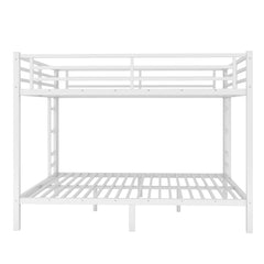 Bellemave® Twin Over Full Bunk Bed for Teens, Twin Over Full Bunk Bed Frame with 2 Side Ladder and Full Length Guardrail, Easy Assemble Bunkbeds, Noise Reduced, Mattress Not Included, White - Bellemave