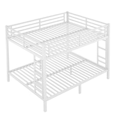 Bellemave® Twin Over Full Bunk Bed for Teens, Twin Over Full Bunk Bed Frame with 2 Side Ladder and Full Length Guardrail, Easy Assemble Bunkbeds, Noise Reduced, Mattress Not Included, White - Bellemave