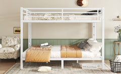 Bellemave® Twin Over Full Bunk Bed for Teens, Twin Over Full Bunk Bed Frame with 2 Side Ladder and Full Length Guardrail, Easy Assemble Bunkbeds, Noise Reduced, Mattress Not Included, White - Bellemave